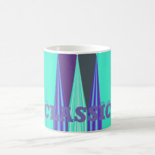 Rande blauwe paarse cyaan chevron-kunstprint koffiemok