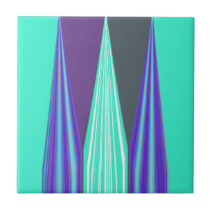 Rande blauwe paarse cyaan chevron-kunstprint tegeltje