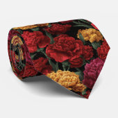 Rande kerstcadeau voor mannen anjer bloem stropdas (Opgerold)
