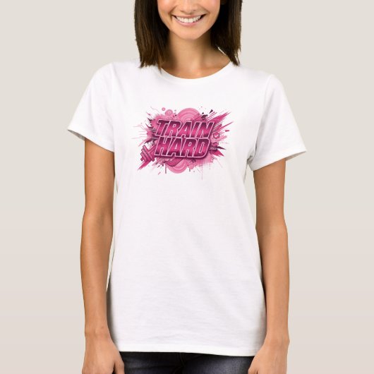 Rande Pink TRAIN HARD Statement T-shirt (Voorkant)