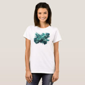 Randefiguur Teal ABSTRACTE KUNST Kunstprint T-shirt (Voorkant volledig)