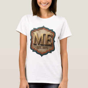 Randig Goud ME EST 1973 Tekst Ontwerp T-shirt