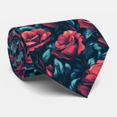 Randige Bruidsjonkers Roze Bloemen Stropdas (Opgerold)