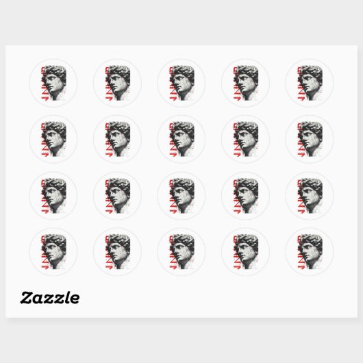 Randige David Buste Moderne Straatkunst Ronde Sticker (Vel)