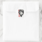 Randige David Buste Moderne Straatkunst Ronde Sticker (Tas)