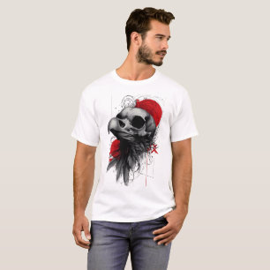 Randige Kraai Schedel Gotische Grunge Street Art T T-shirt