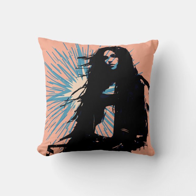 Randkunst van een edgy vrouw kussen (Voorkant)