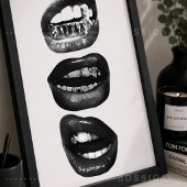 Randmodie Poster Zwart & Witte Lippen Muurkunst