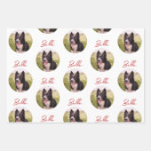 Randnaam Collie Dog Photo Trendy Script Pet Inpakpapier Vel (Voorkant 2)