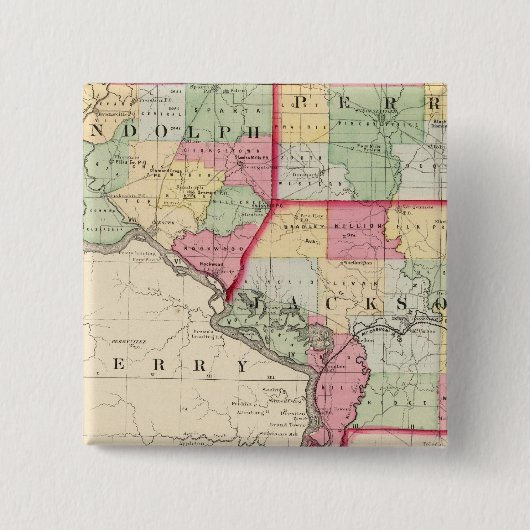 Randolph, Perry, provincie Jackson Vierkante Button 5,1 Cm (Voorkant)