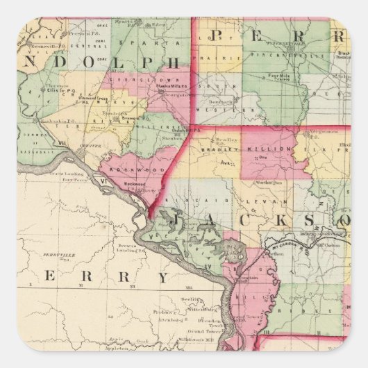 Randolph, Perry, provincie Jackson Vierkante Sticker (Voorkant)