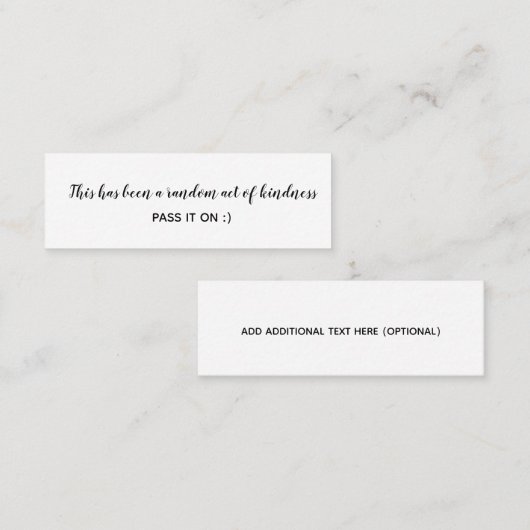 Random Act of Kindness Black White Minimal Mini Visitekaartje (Voorkant / Achterkant)