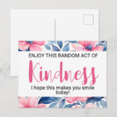 Random Act of Kindness" Motivatie bloemen Briefkaart (Voorkant / Achterkant)