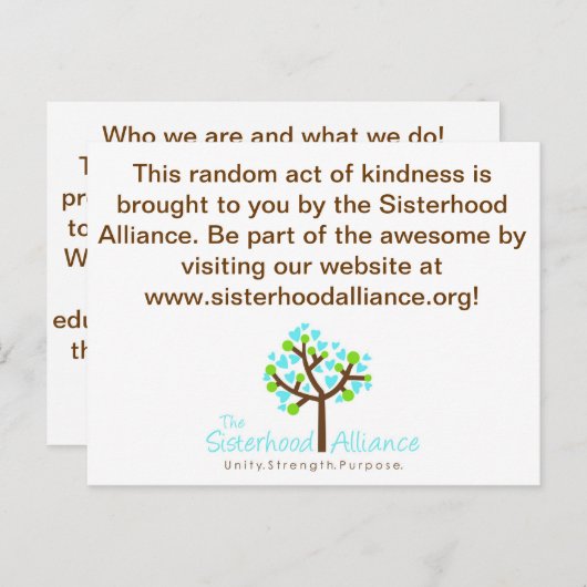 Random Act of Kindness Project Briefkaart (Voorkant / Achterkant)