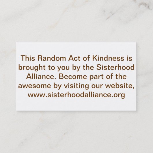Random Act of Kindness Project Small Cards Visitekaartje (Achterkant)