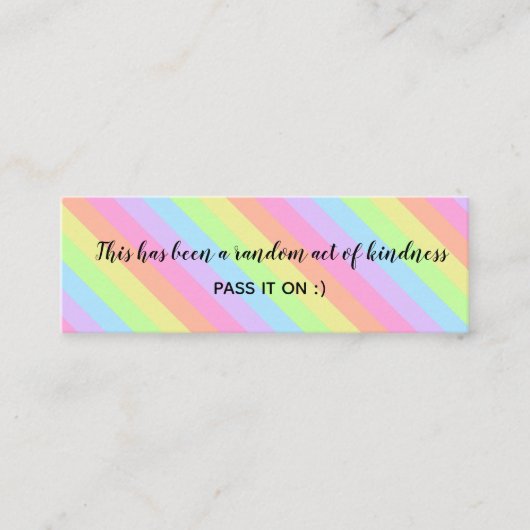 Random Act of Kindness Rainbow Pastel Stripes Mini Visitekaartje (Voorkant)