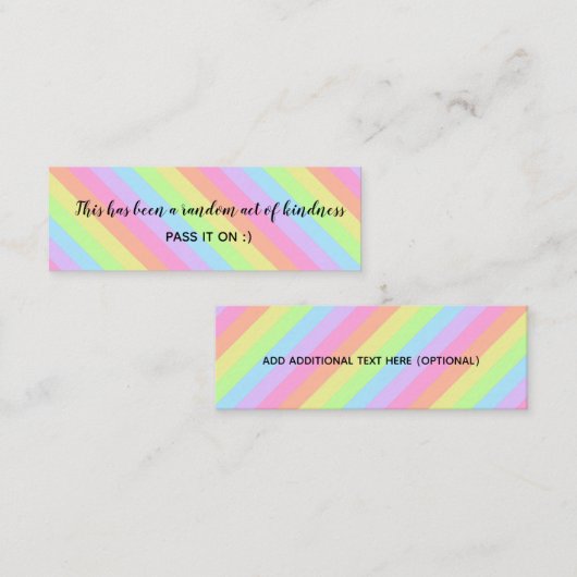 Random Act of Kindness Rainbow Pastel Stripes Mini Visitekaartje (Voorkant / Achterkant)