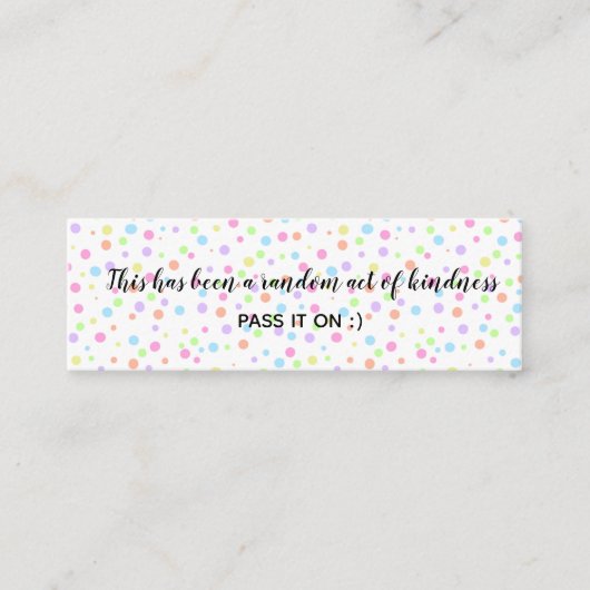 Random Act of Kindness Rainbow Polka Dots Mini Visitekaartje (Voorkant)