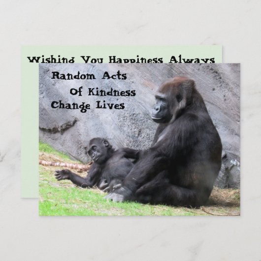 Random Acts of Kindness Briefkaart - Gorilla Famil (Voorkant / Achterkant)