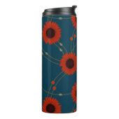 Random Art Nouveau Sunflowers Retro Floral Red Thermosbeker (Gedraaid links)