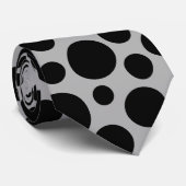 Random Black Polka Dot Pattern op Light Grey Strop Stropdas (Opgerold)