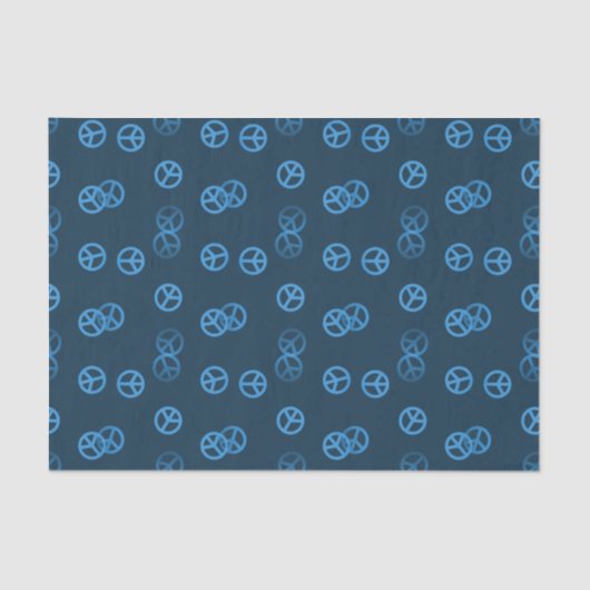 Random Blue Peace Sign Patroon Tissuepapier (Voorkant)