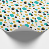 Random Circles Pattern Black Blue & Gold Glitter Cadeaupapier (Hoek)