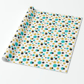 Random Circles Pattern Black Blue & Gold Glitter Cadeaupapier (Uitgerold)