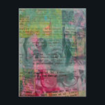 Random Collage of  Vintage Faces Postcard Briefkaart<br><div class="desc">A random collage of vintage faces from a magazine from 1968 with other various vintage textbook papers collaged into the design</div>