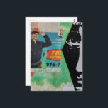 Random Collage Working Man and a Face Briefkaart<br><div class="desc">A mixed media collage made and photographed by Angelandspot in the year 2026 with a section of a phone book with a man in an orange hardhat and a random face</div>