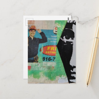 Random Collage Working Man and a Face Briefkaart