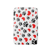 Random Dog Paw Prints And Red Hearts Canine Art Badmat (Voorkant Verticaal)