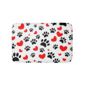 Random Dog Paw Prints And Red Hearts Canine Art Badmat (Voorkant)
