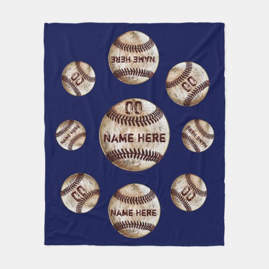 Random Faux  persoonlijke honkbalballonnen Fleece Deken (Voorkant)