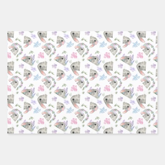 Random Floral PaasBunny Spring Sason Inpakpapier Vel (Voorkant)