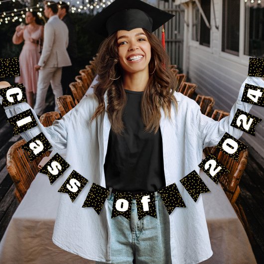 Random Gold Dot Patten Klasse Afstuderen Vlaggetjes