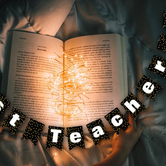 Random Gold Dot Pattern Beste leraar Vlaggetjes