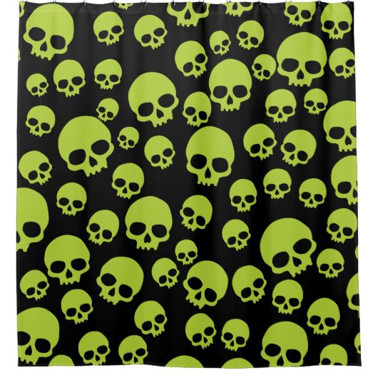 Random Green Skulls Pattern Douchegordijn (Voorkant)