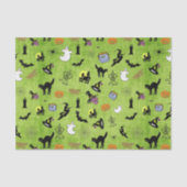 Random Halloween Iconic Pattern Green BG Tissuepapier (Voorkant)