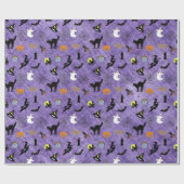 Random Halloween Iconic Pattern Paars Cadeaupapier (Vlak)