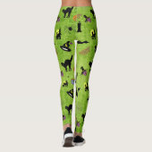Random Halloween Pattern Green BG Holiday Design Leggings (Achterkant)