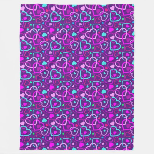 Random Hearts Fleece Blanket Deken (Voorkant)