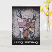 Random Horns Grunge Hard Rock Verjaardag Kaart (Gele Bloem)