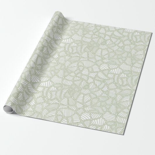 Random Leaf Mosaic Bleek Green Cadeaupapier (Uitgerold)