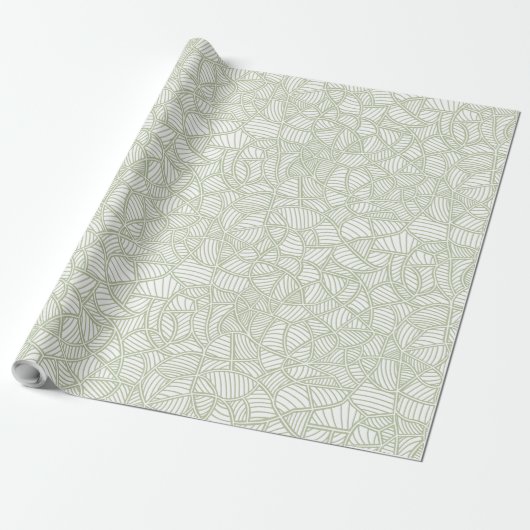 Random Leaf Mosaic Bleek Green Cadeaupapier (Uitgerold)