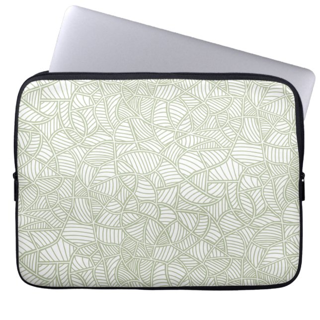 Random Leaf Mosaic Bleek Green Laptop Sleeve (Voorkant)