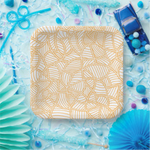 Random Leaf Mosaic Bleek Sinaasappel Papieren Bordje