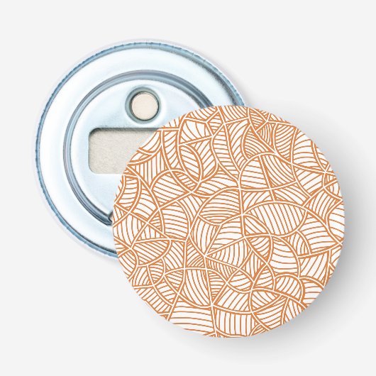 Random Leaf Mosaic Dark Oranje Button Flesopener (Voorkant)