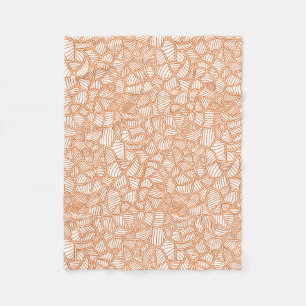 Random Leaf Mosaic Dark Oranje Fleece Deken