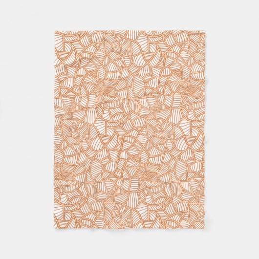 Random Leaf Mosaic Dark Oranje Fleece Deken (Voorkant)